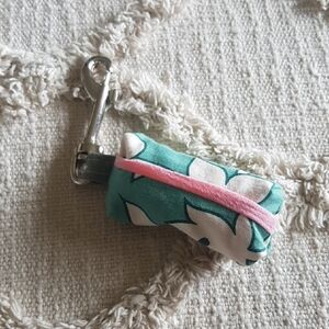 Turquoise Green Floral Doggy DO Doggy Poo Bag Blue Pouch Zero Waste Handmade